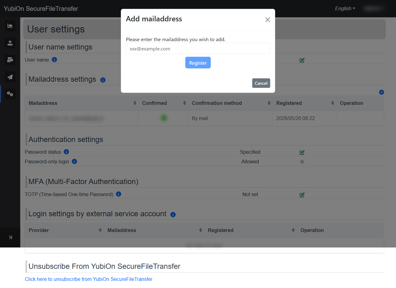 Add email address dialog