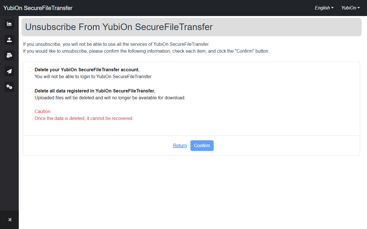 Account deletion confirmation