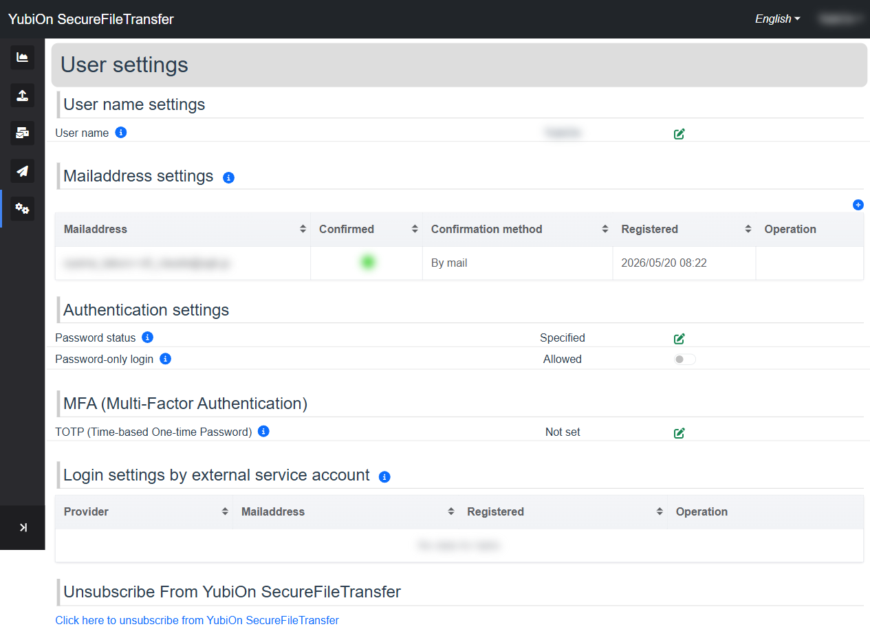 User Settings
